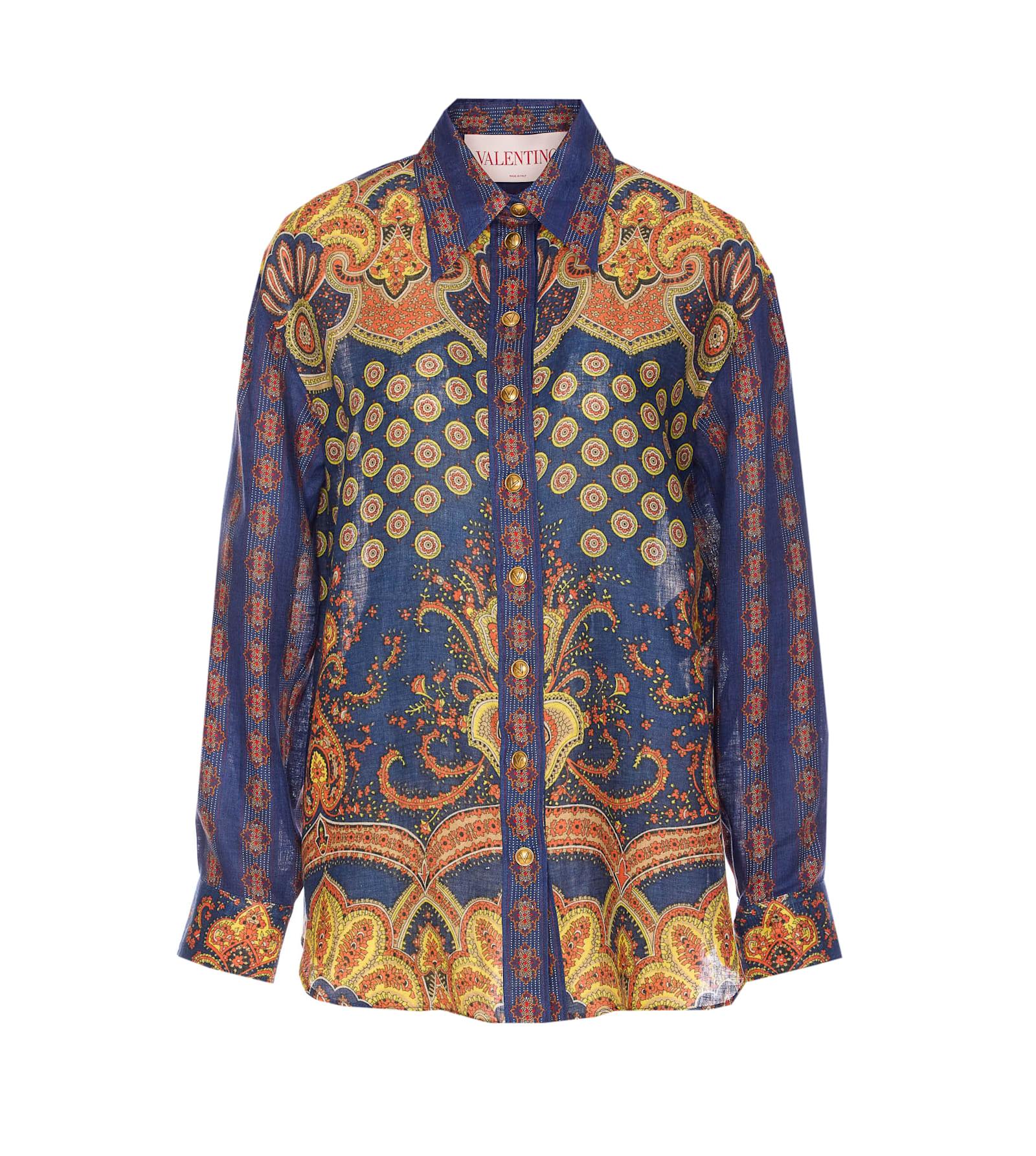 valentino garavani paisley linen shirt with medaglioni voyage imaginaire pattern
