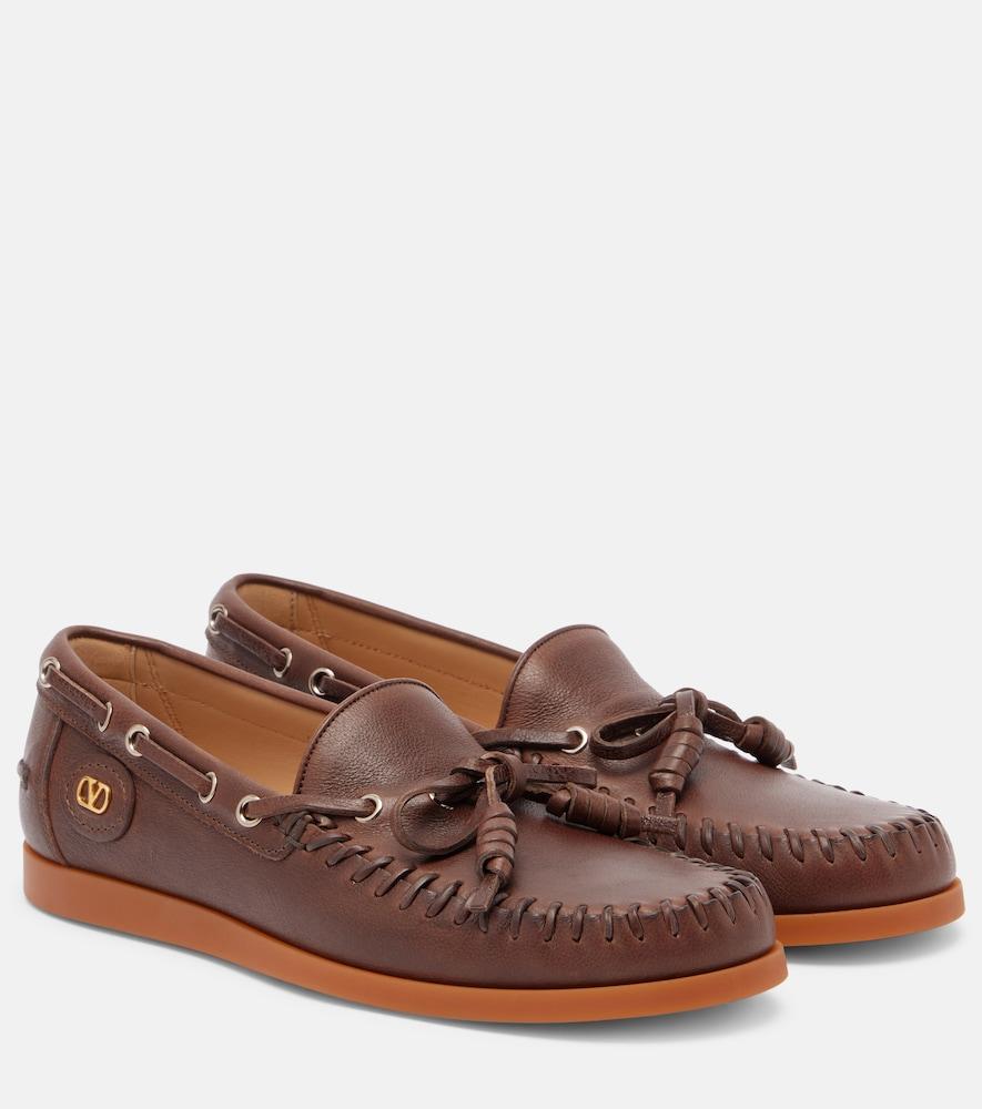 valentino garavani palm avenue leather boat shoes