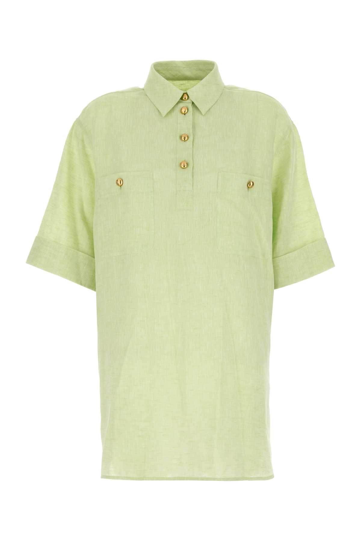 valentino garavani pastel green linen blouse