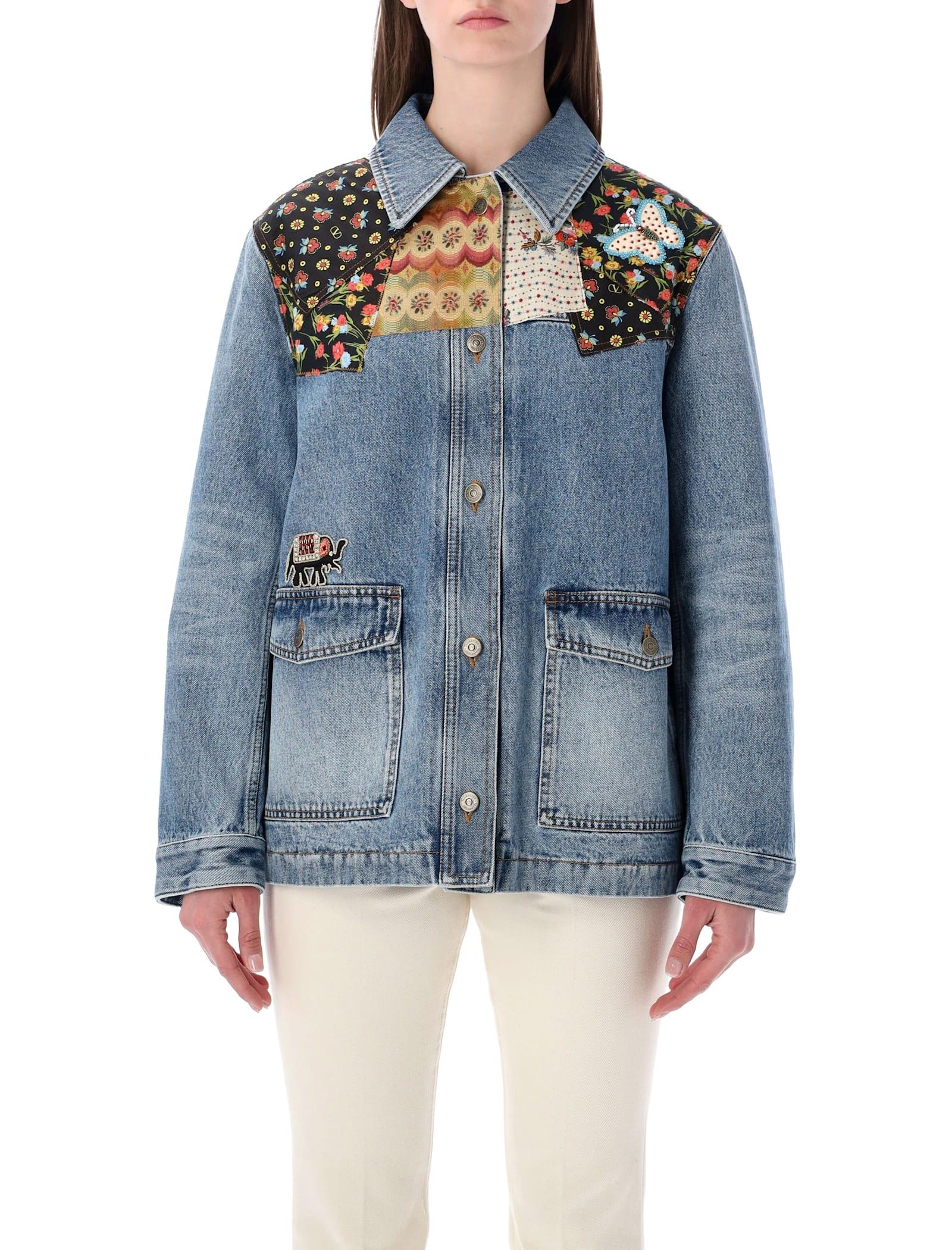 valentino garavani patchwork denim jacket
