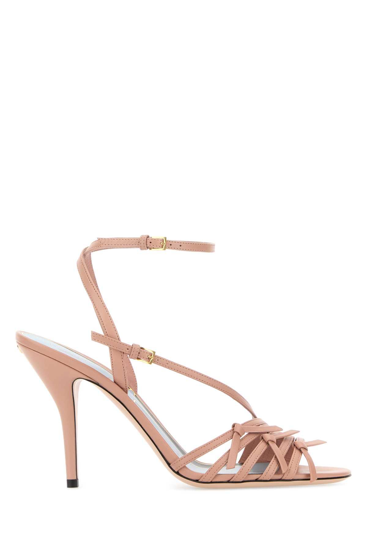valentino garavani pink nappa leather nodine sandals