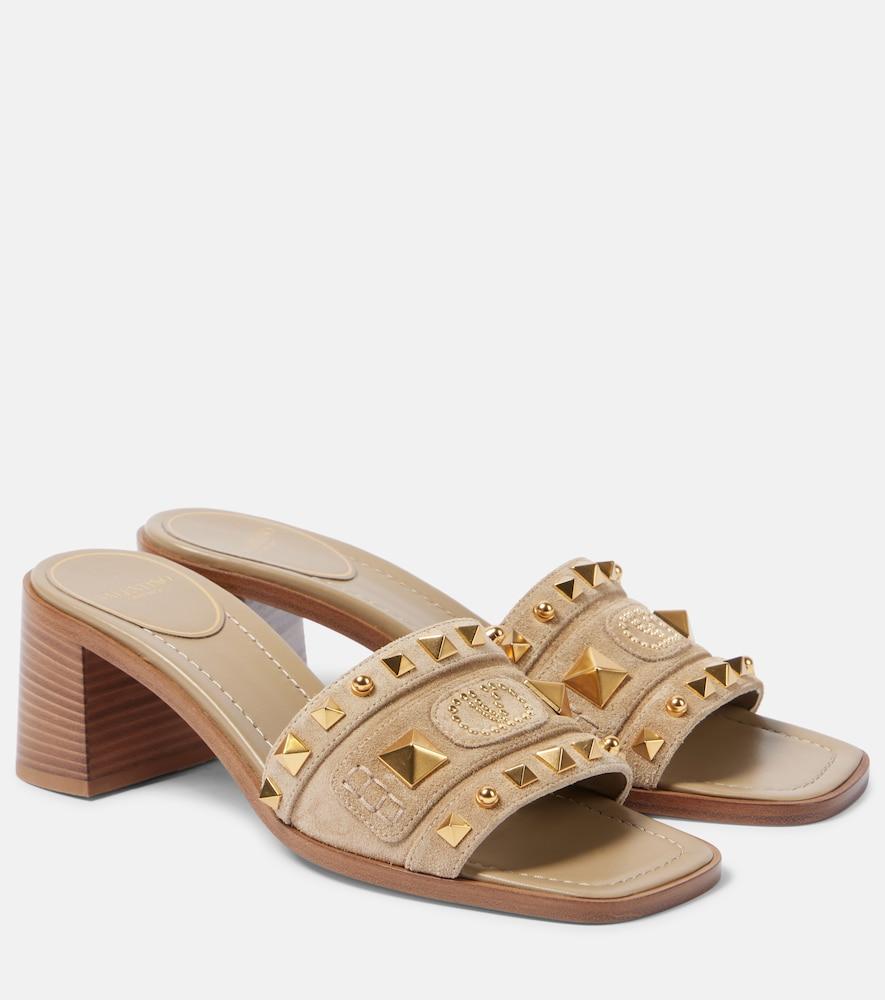 valentino garavani plaster caster 50 studded suede mules