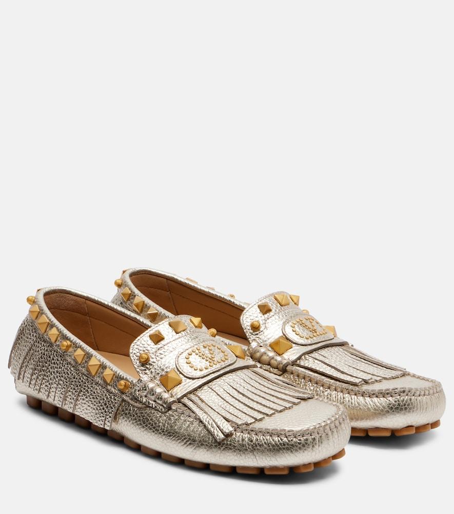 valentino garavani plaster caster metallic leather loafers
