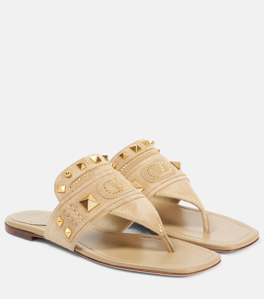valentino garavani plaster caster suede thong sandals