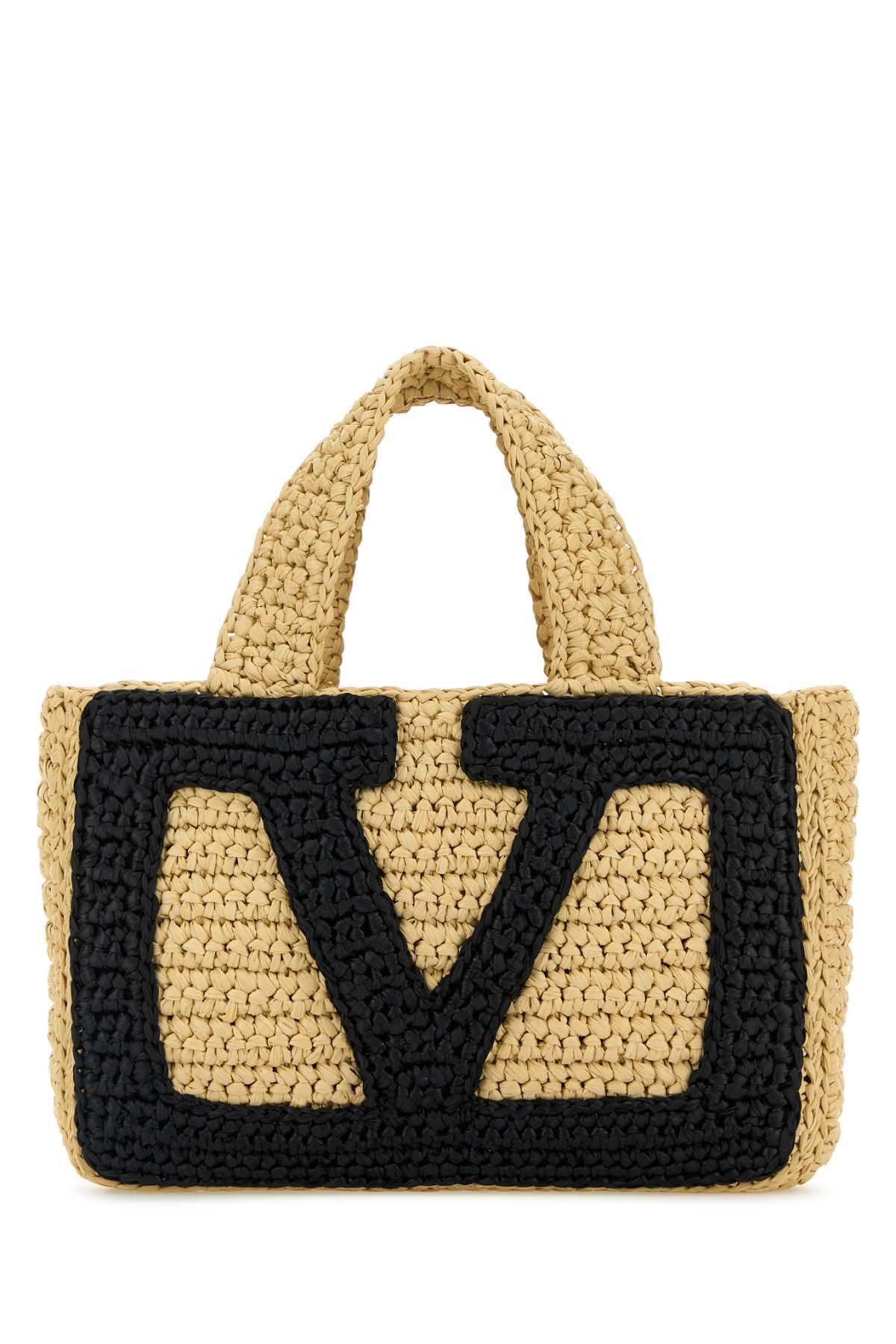 valentino garavani raffia small viva superstar shopping bag