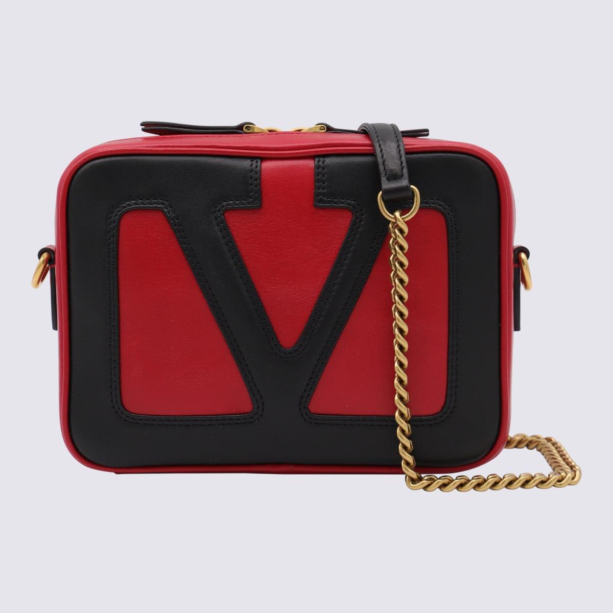 valentino garavani red and black leather crossbody bag