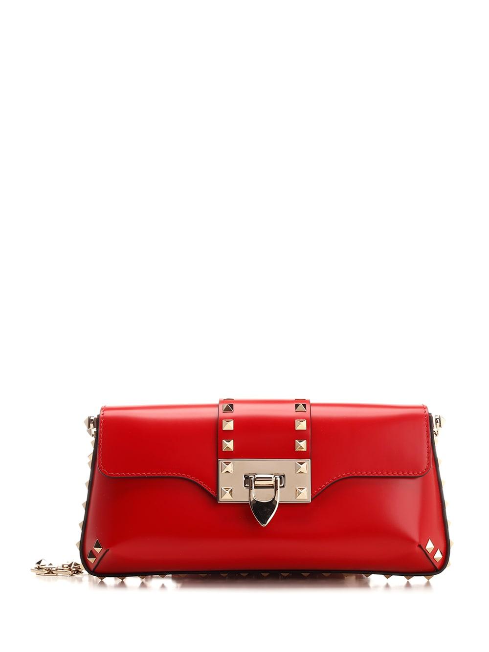 valentino garavani red rockstud shoulder bag