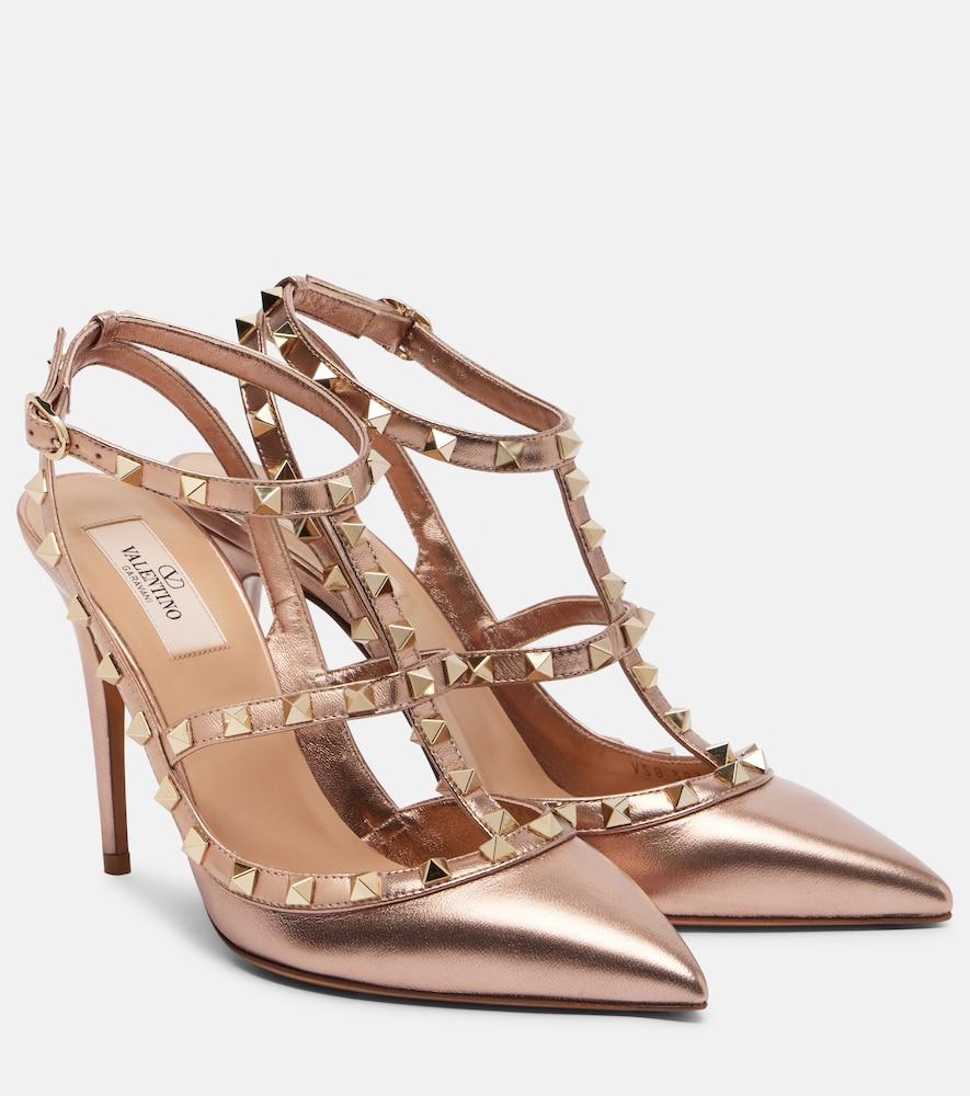 valentino garavani rockstud 100 metallic leather pumps