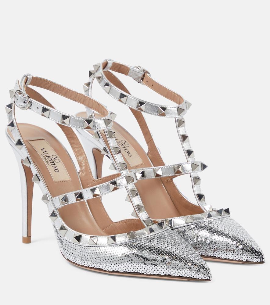 valentino garavani rockstud 100 sequined pumps