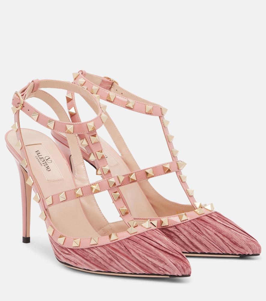 valentino garavani rockstud 100 velvet and leather pumps