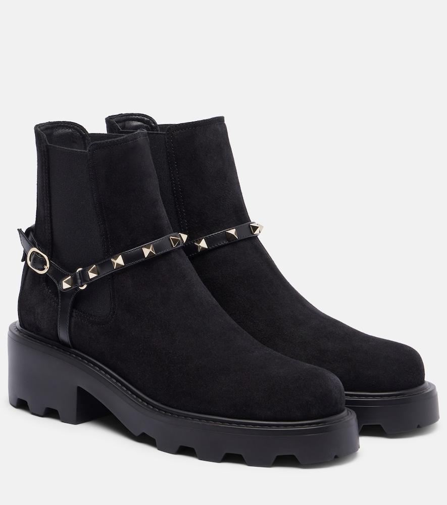 valentino garavani rockstud 55 suede ankle boots