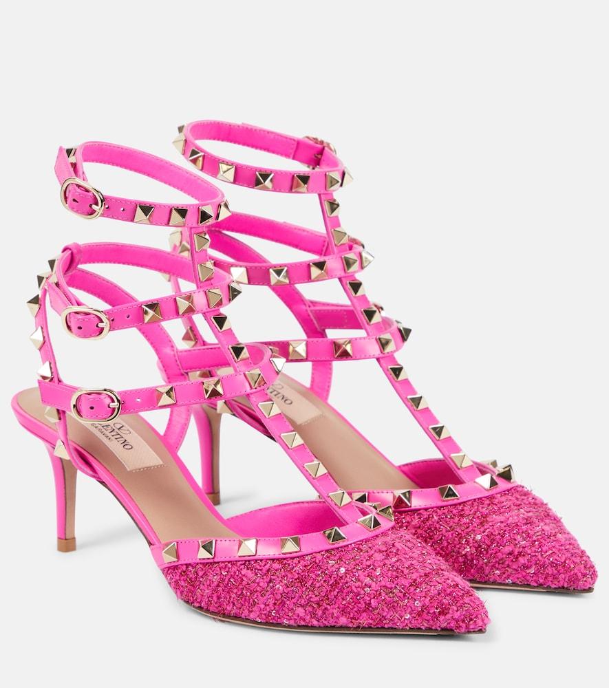 valentino garavani rockstud 65 bouclé pumps