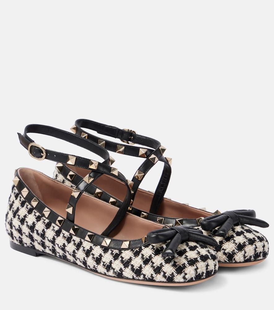 valentino garavani rockstud bouclé ballet flats