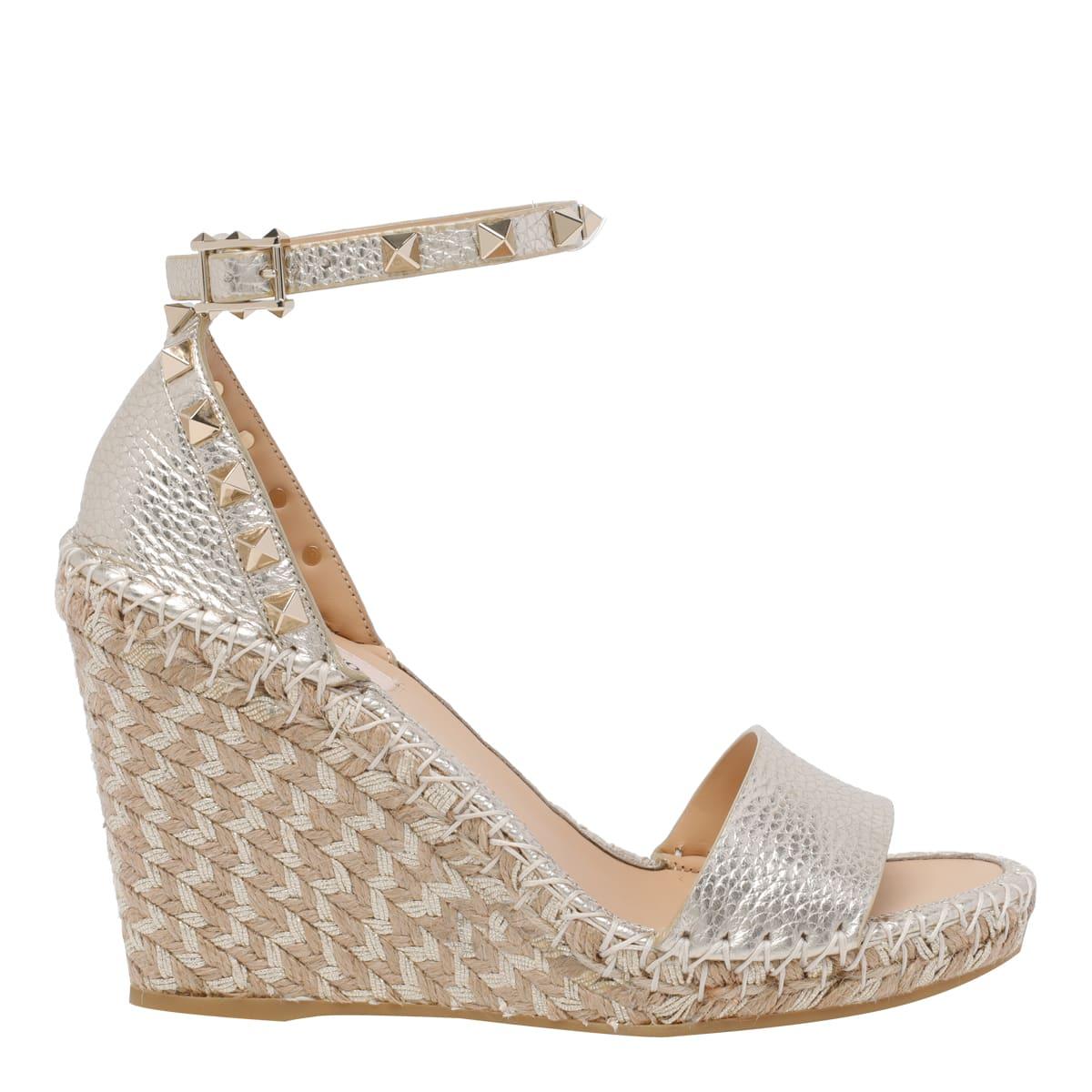 valentino garavani rockstud double wedge sandals