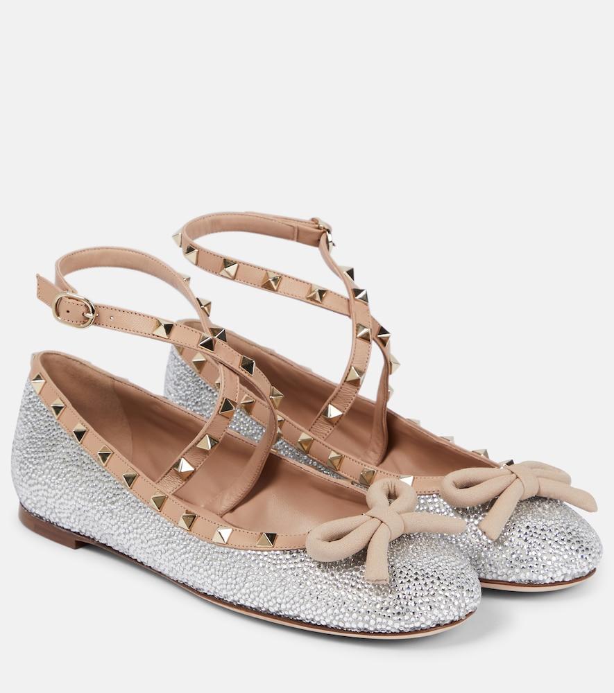 valentino garavani rockstud embellished ballet flats