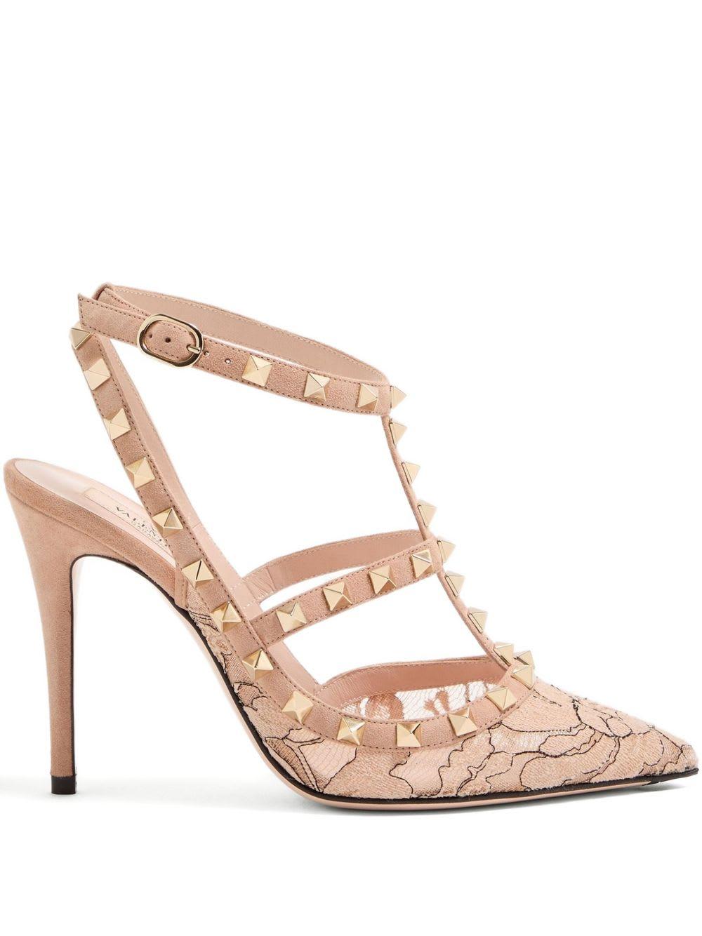 valentino garavani rockstud lace pumps