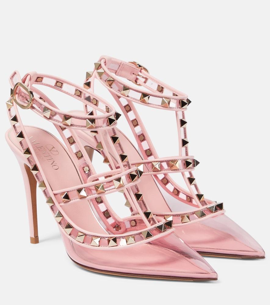 valentino garavani rockstud leather and pvc pumps