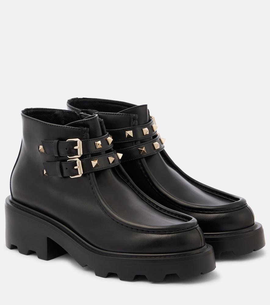valentino garavani rockstud leather ankle boots