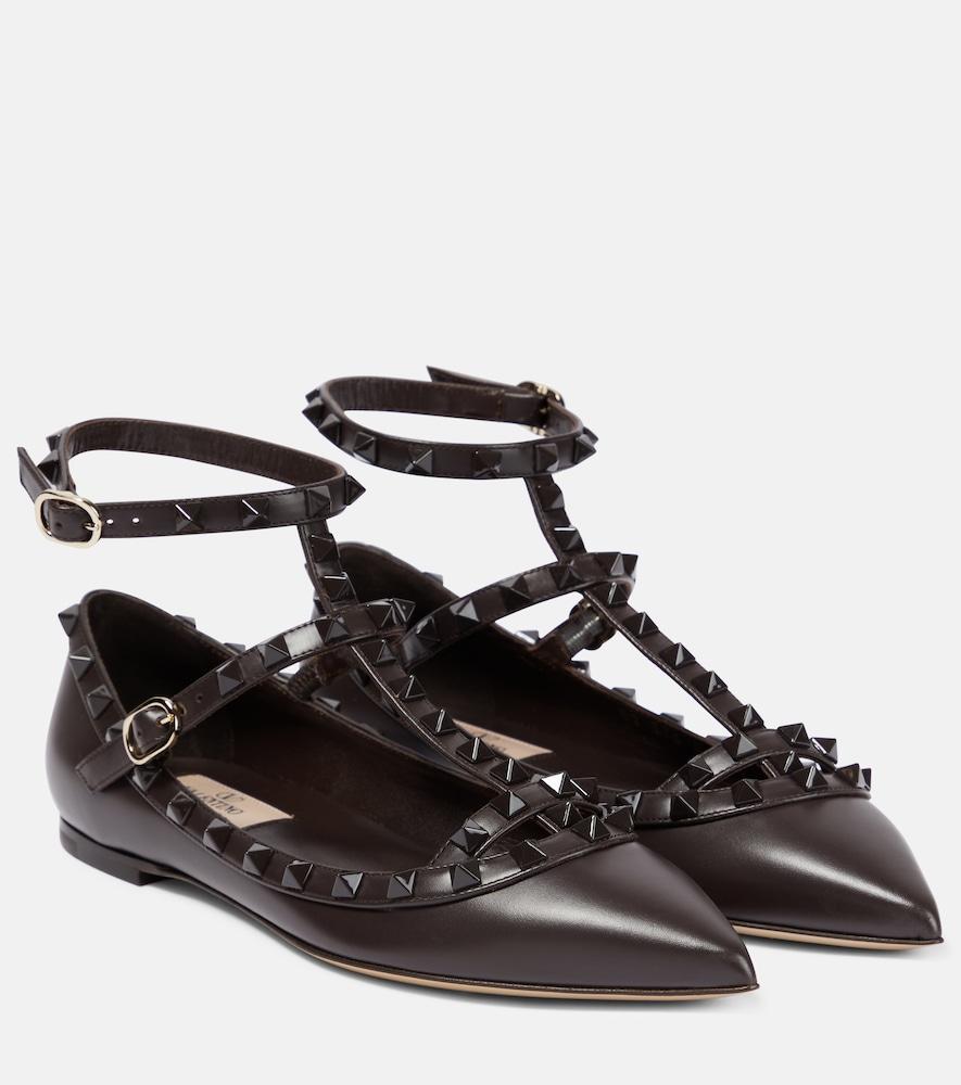 valentino garavani rockstud leather ballet flats