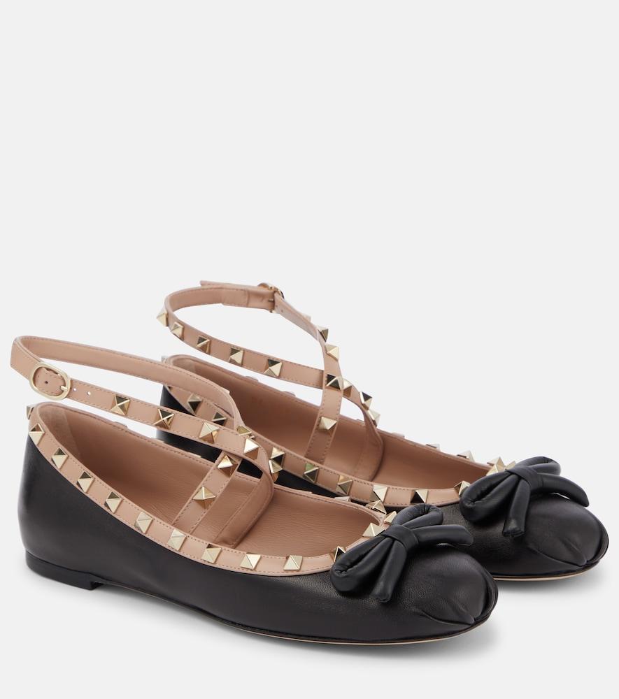 valentino garavani rockstud leather ballet flats