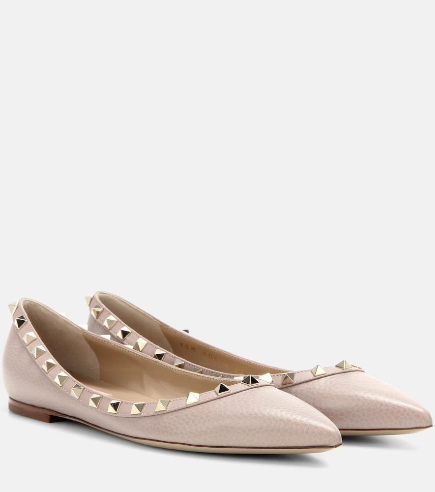 valentino garavani rockstud leather ballet flats