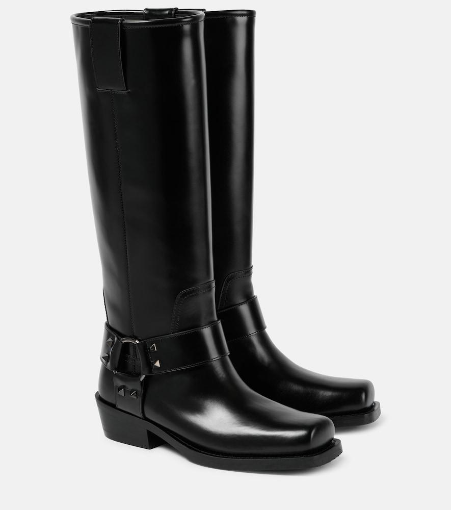 valentino garavani rockstud leather biker boots