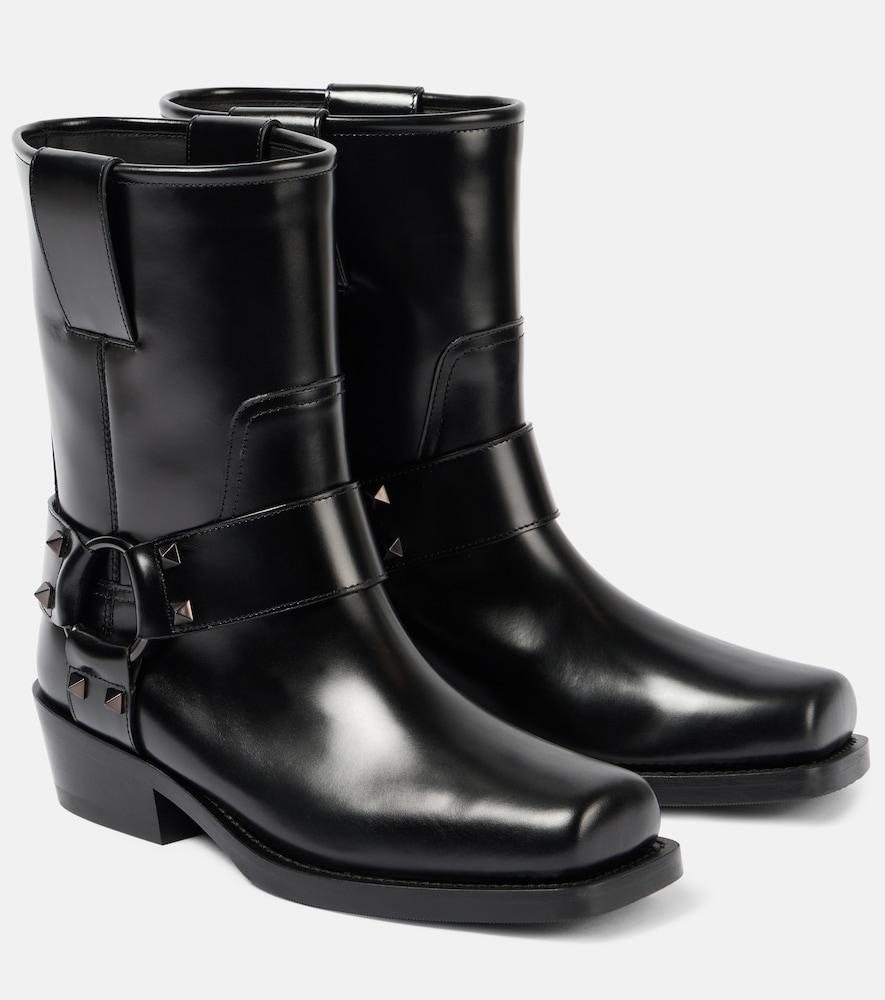 valentino garavani rockstud leather biker boots