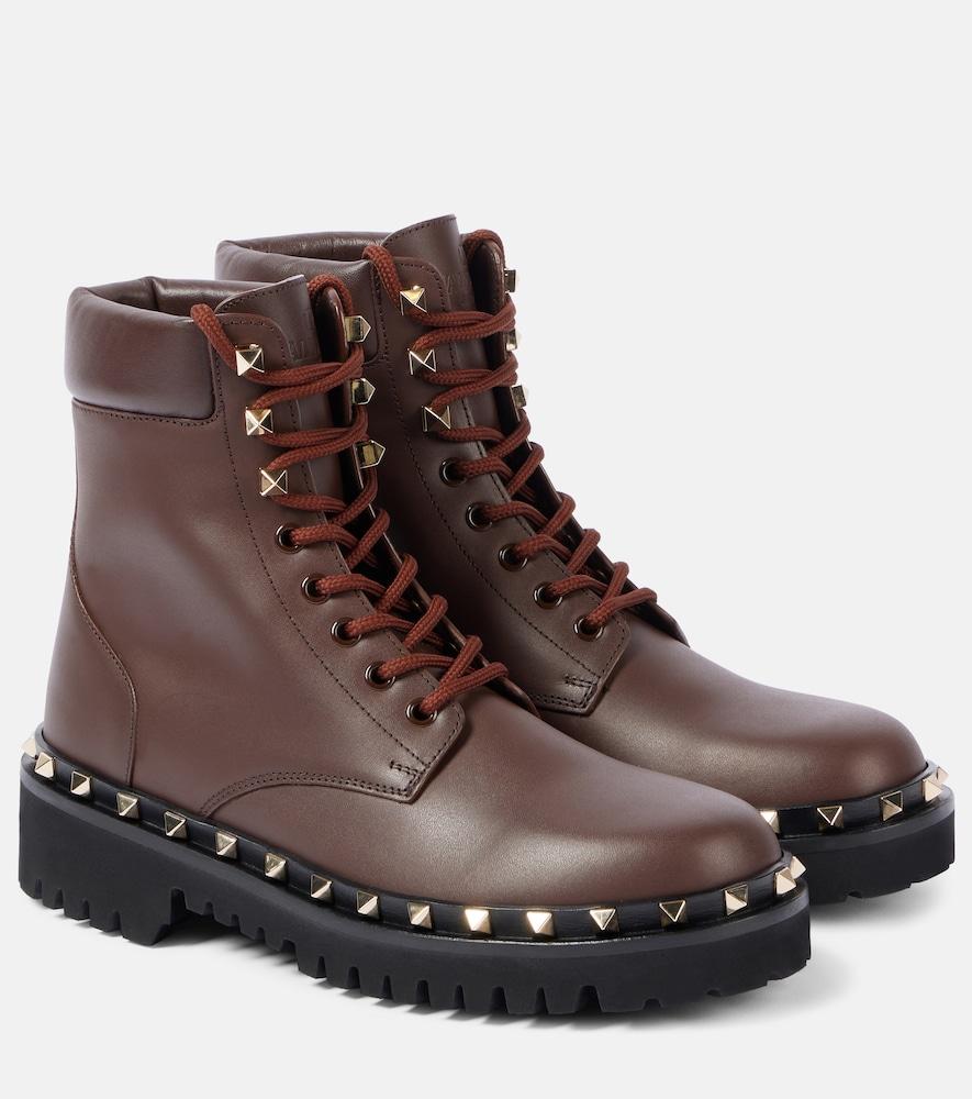 valentino garavani rockstud leather combat boots