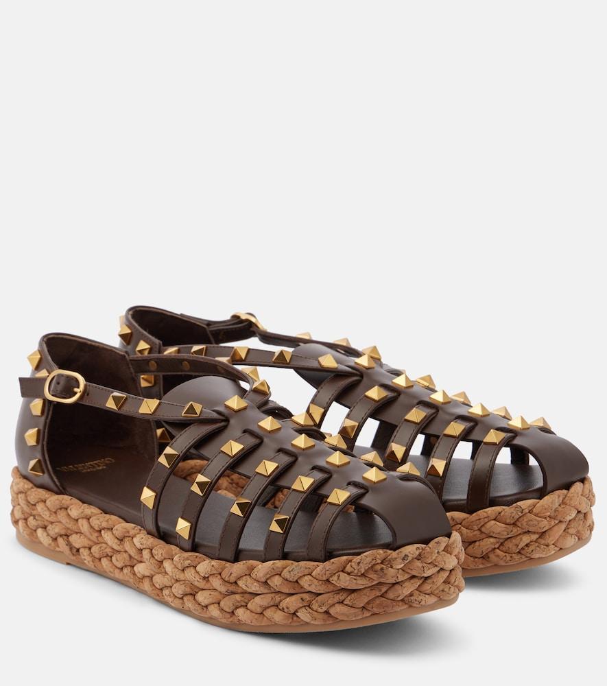 valentino garavani rockstud leather espadrilles