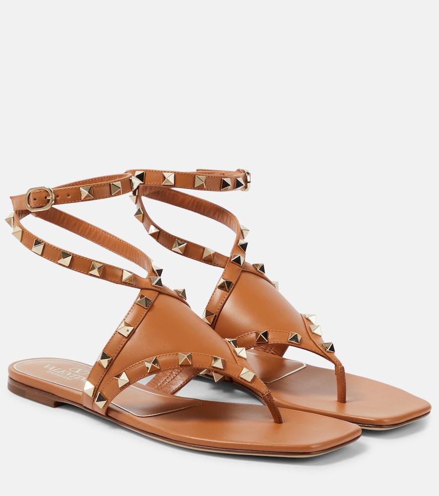valentino garavani rockstud leather thong sandals