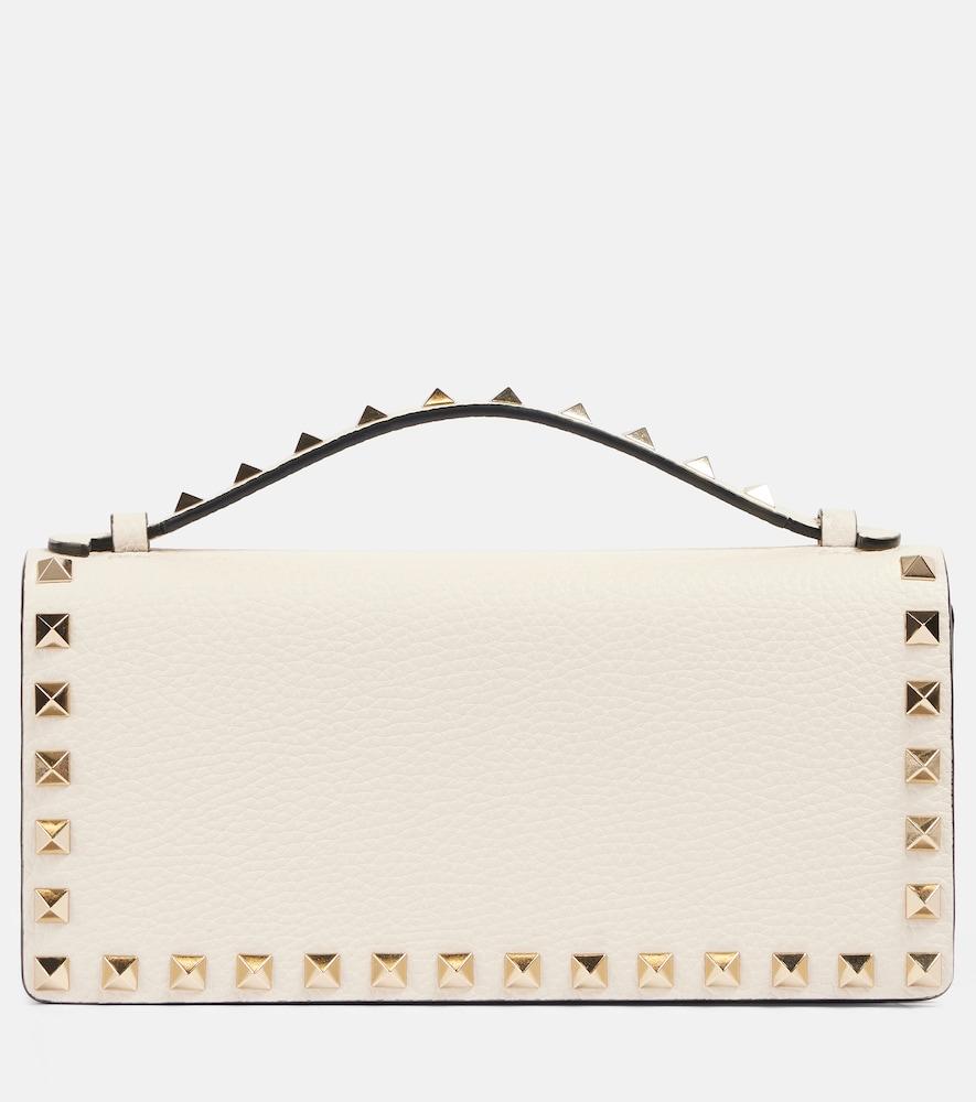 valentino garavani rockstud leather wallet on chain