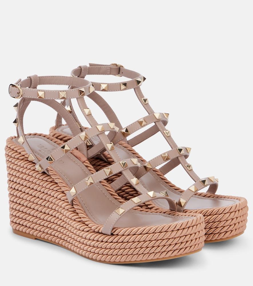 valentino garavani rockstud leather wedge esapdrilles