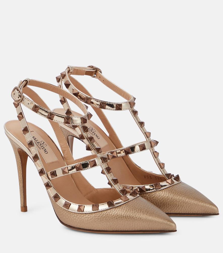 valentino garavani rockstud metallic leather pumps