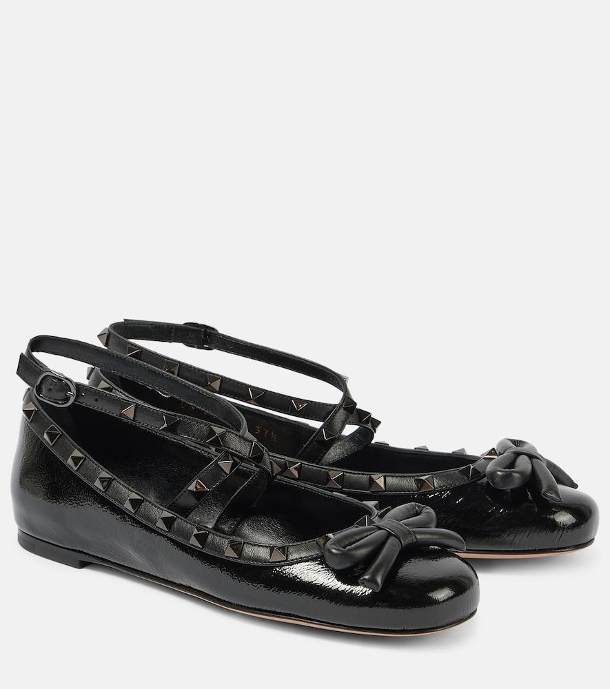 valentino garavani rockstud patent leather ballet flats
