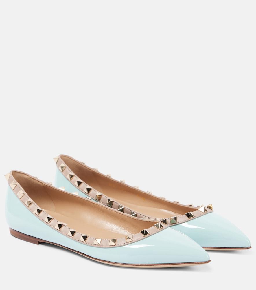 valentino garavani rockstud patent leather ballet flats