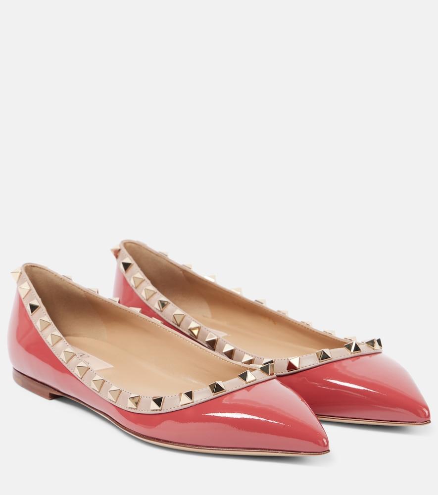 valentino garavani rockstud patent leather ballet flats