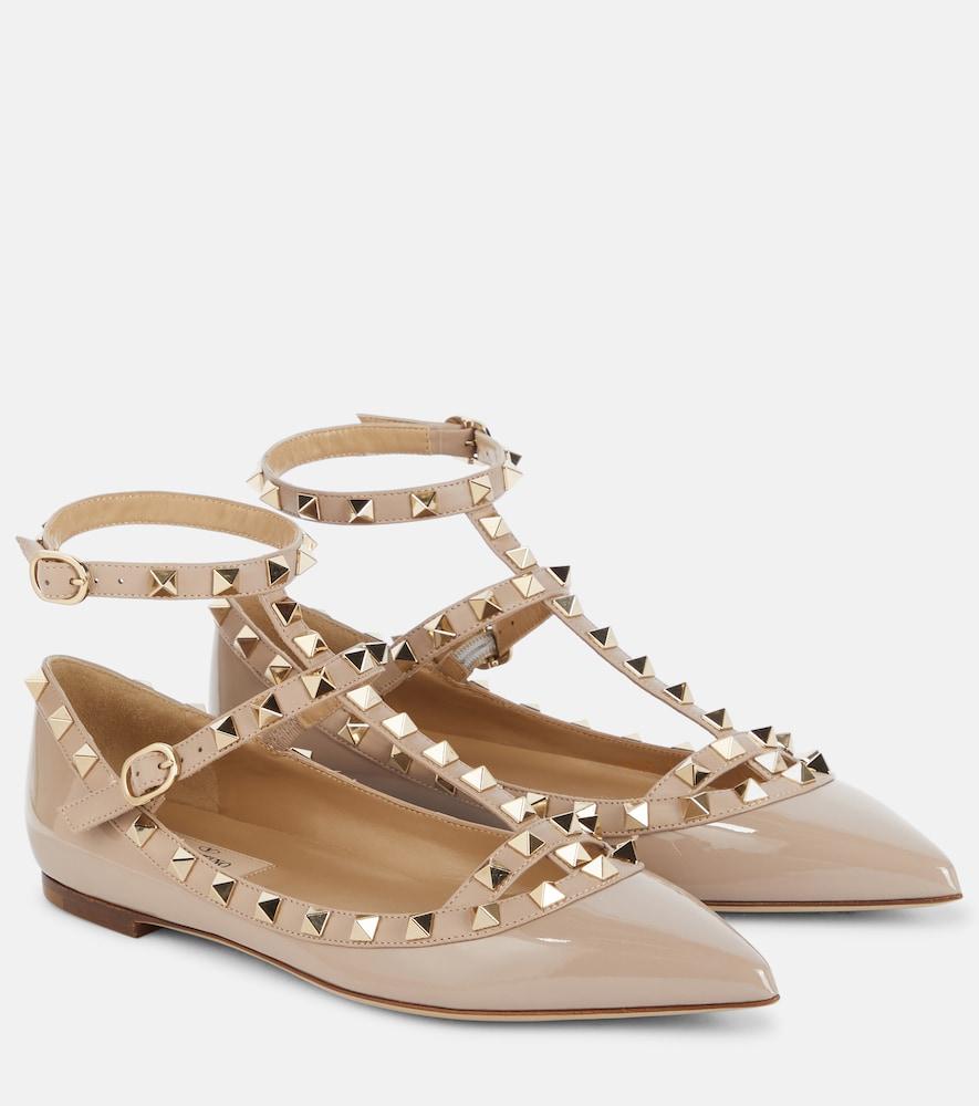 valentino garavani rockstud patent leather ballet flats