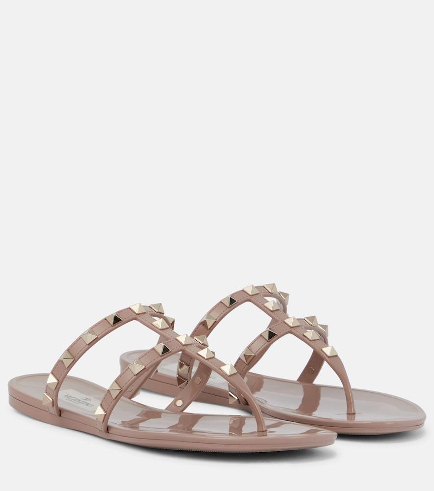 valentino garavani rockstud pvc thong sandals