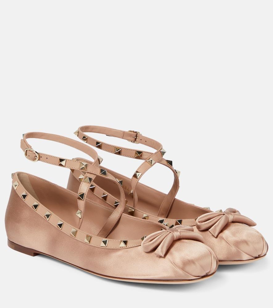 valentino garavani rockstud satin ballet flats