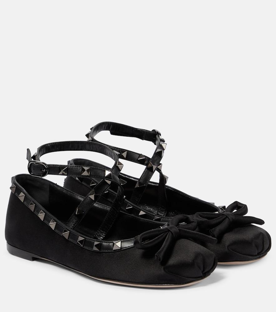 valentino garavani rockstud satin ballet flats