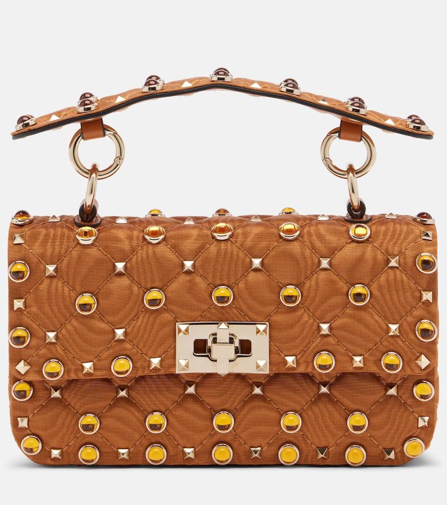 valentino garavani rockstud spike small moiré shoulder bag