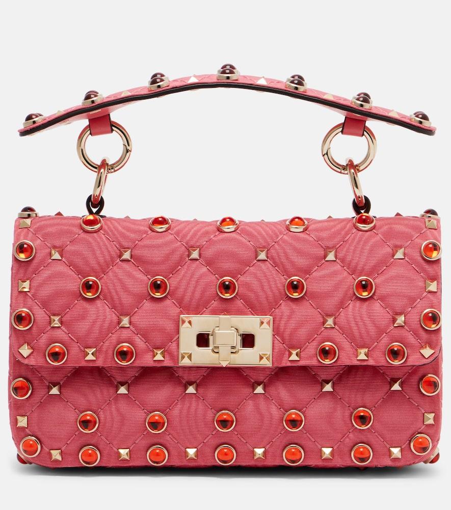 valentino garavani rockstud spike small moiré shoulder bag