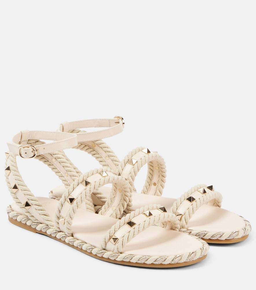 valentino garavani rockstud torchon leather sandals