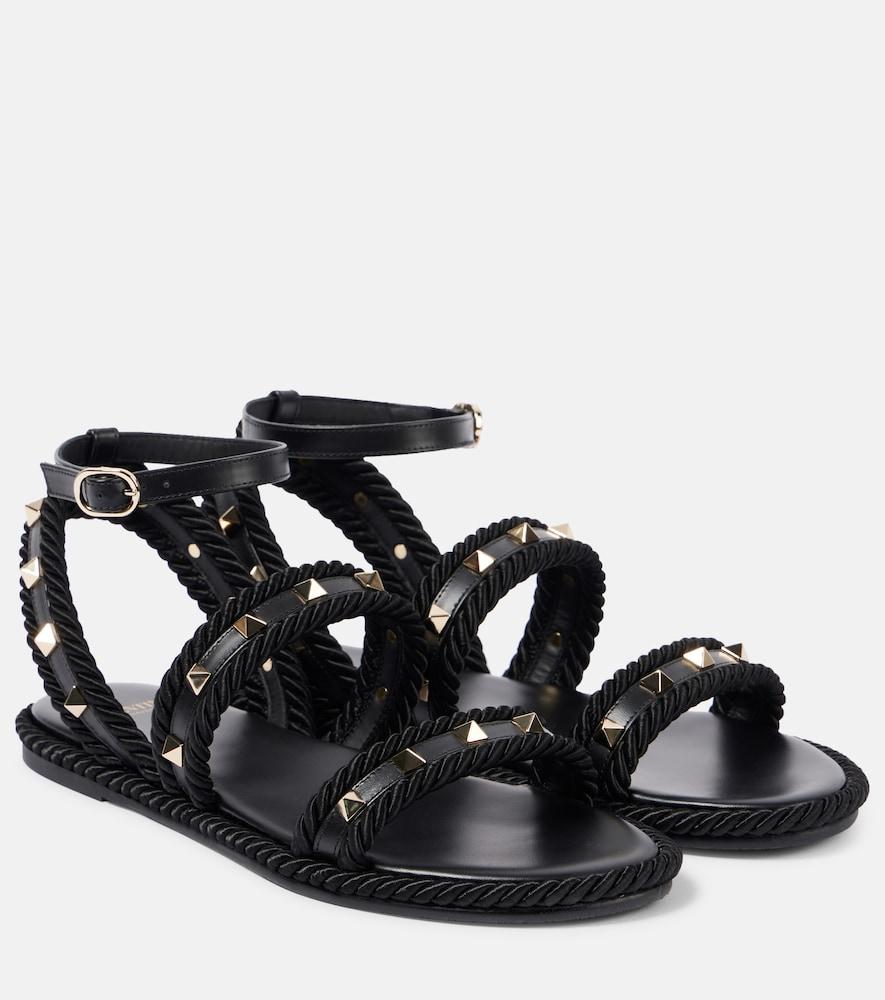 valentino garavani rockstud torchon leather sandals