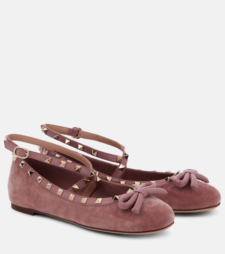 valentino garavani rockstud velvet ballet flats