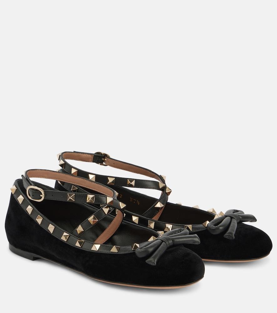 valentino garavani rockstud velvet ballet flats