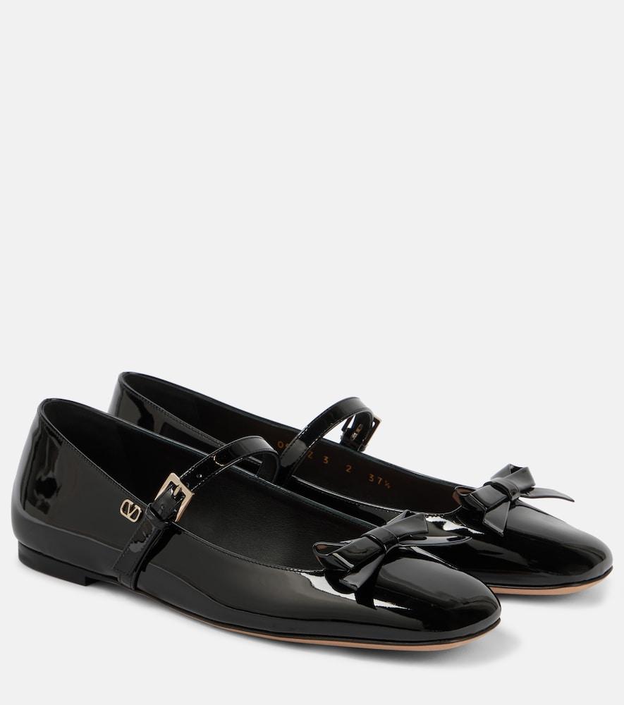 valentino garavani romance bow patent leather mary jane flats