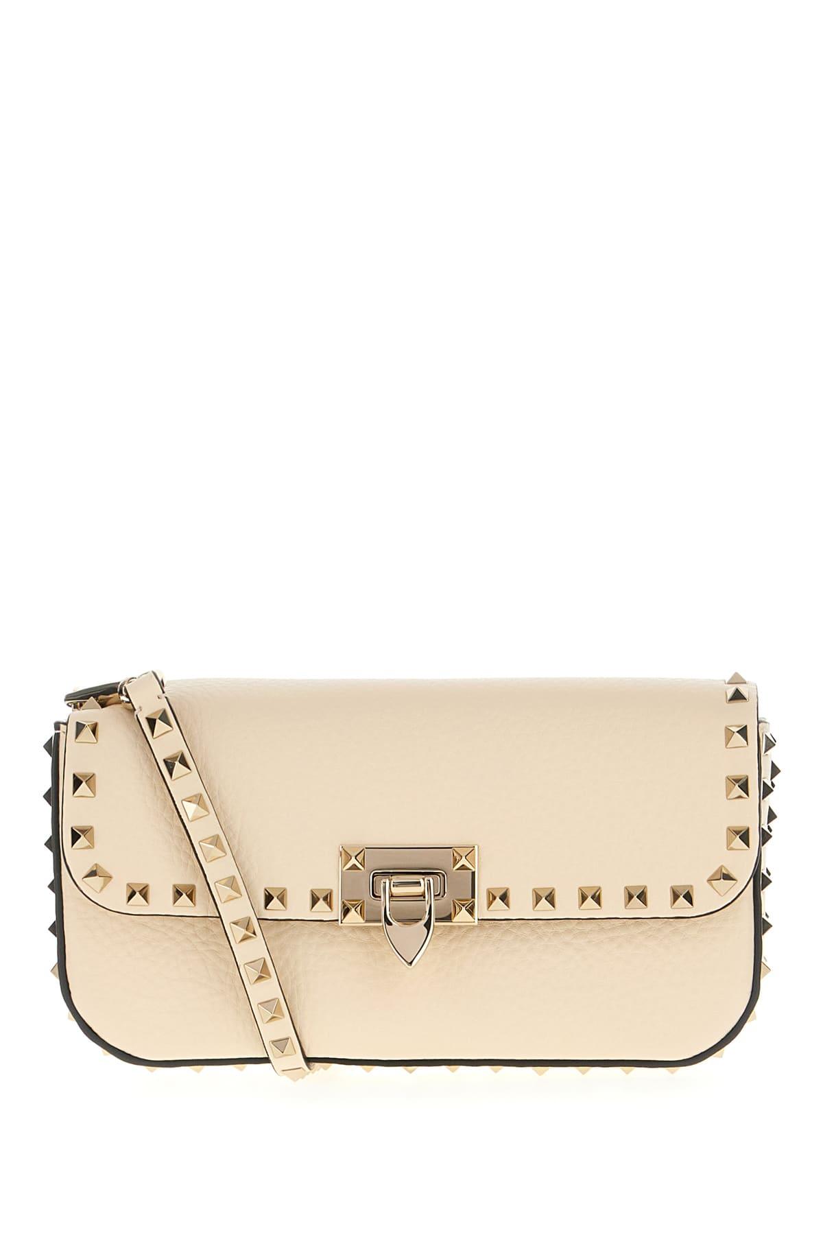 valentino garavani sand leather rockstud shoulder bag