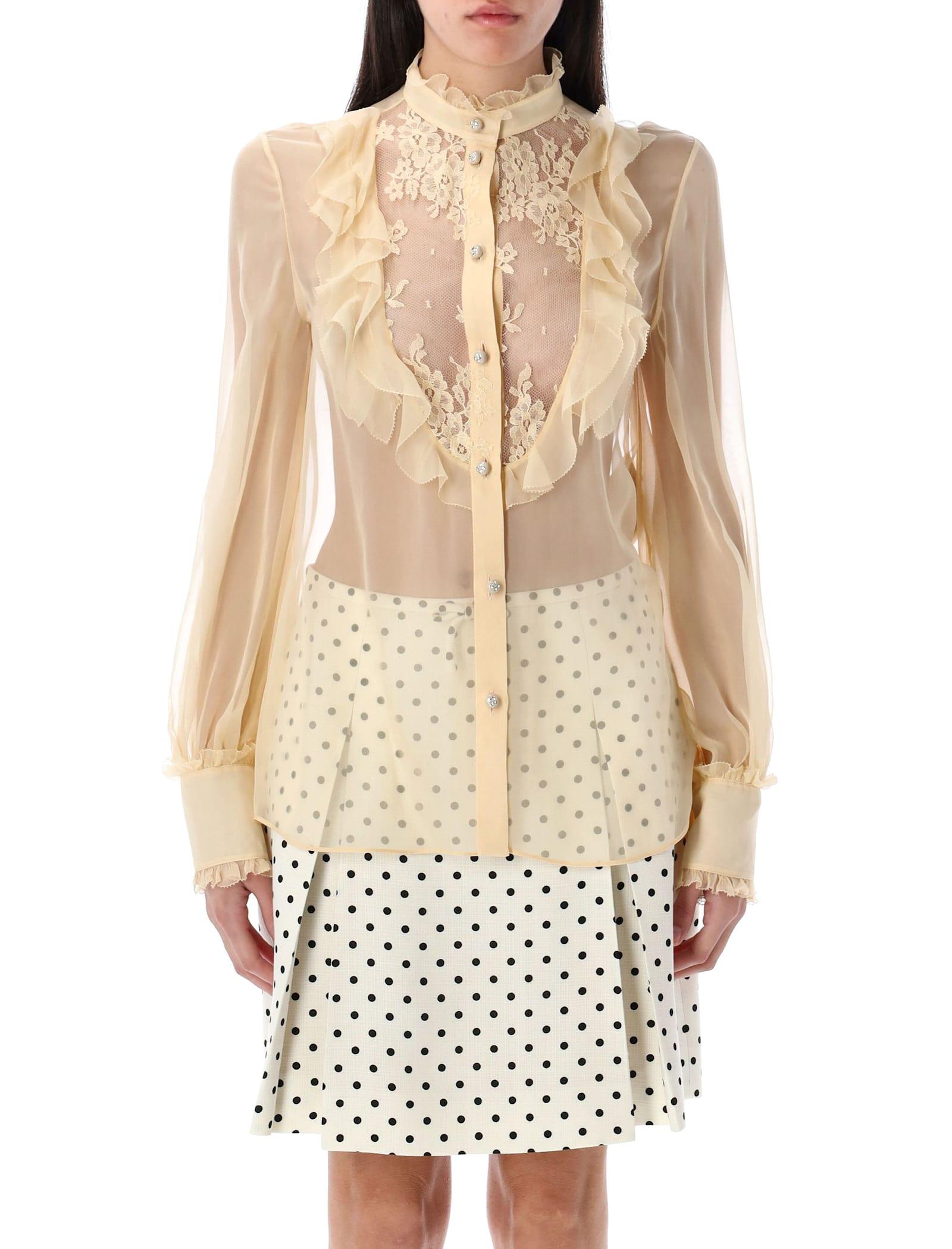 valentino garavani shirt chiffon + lace