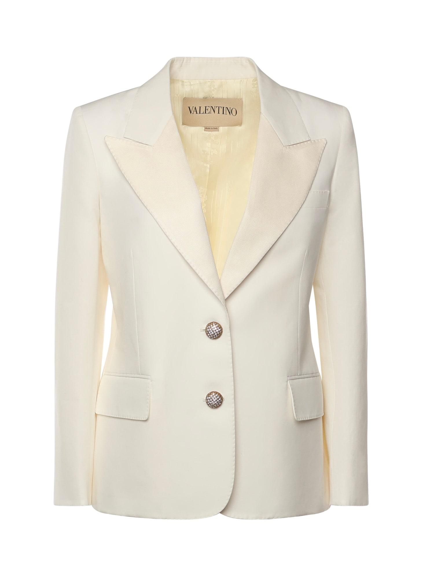 valentino garavani single-breasted cotton and linen blazer
